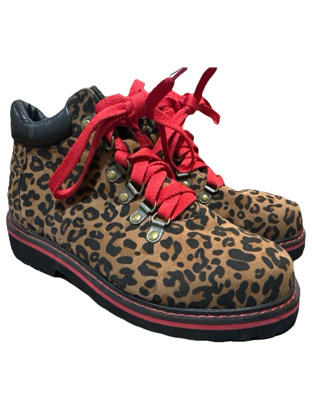 Metaphor Leopard Cheetah Print Boots Womens 7 Lace Up Chunky Sole